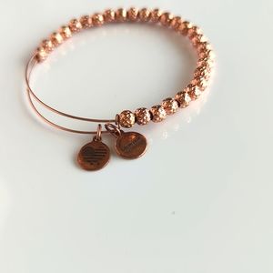 Alex and Ani Rose Gold tone Sterling Silver Beaded Bangle